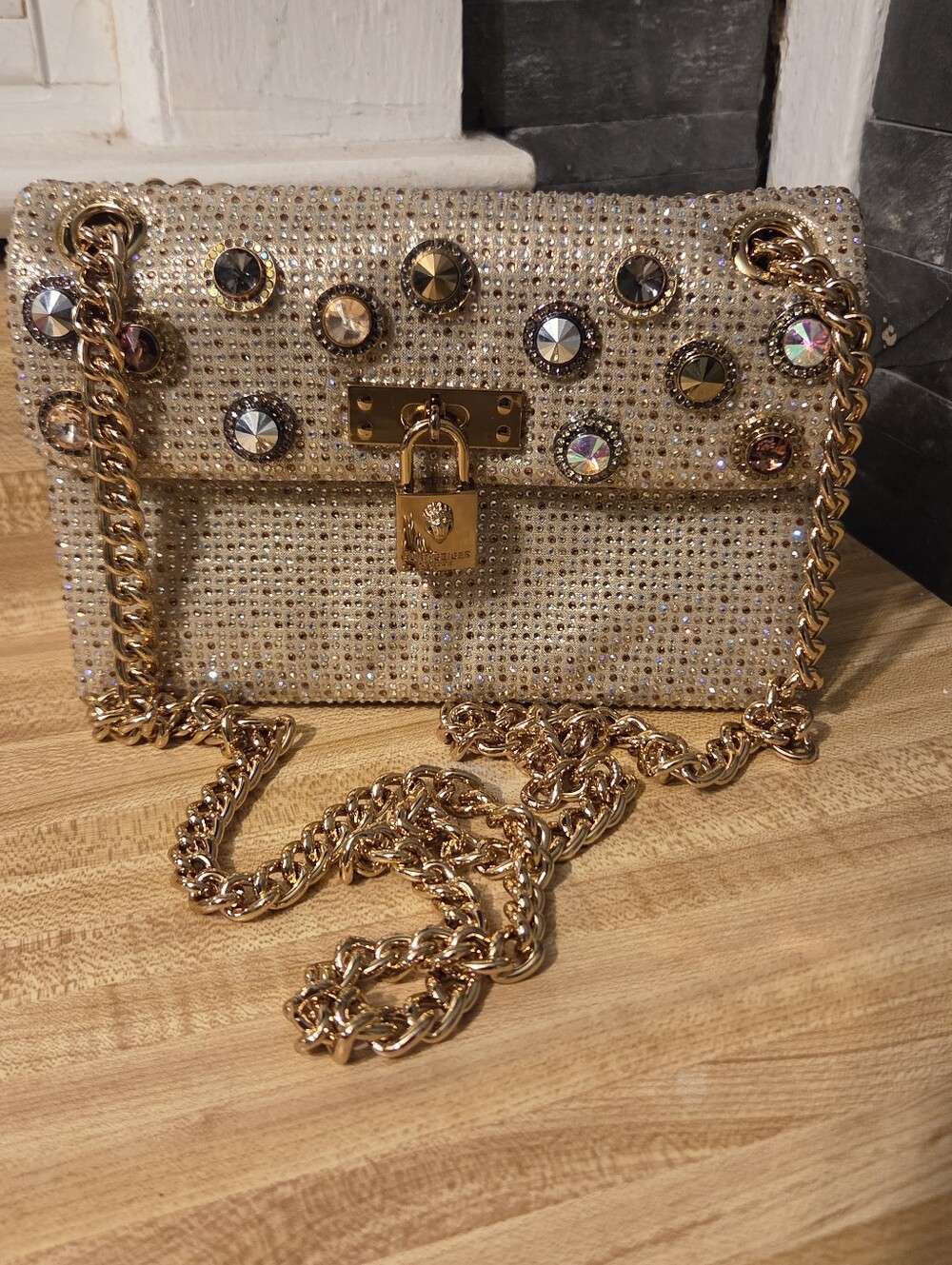 Kurt Geiger NWT Gold Metallic Kensington W/Bling & Dustbag